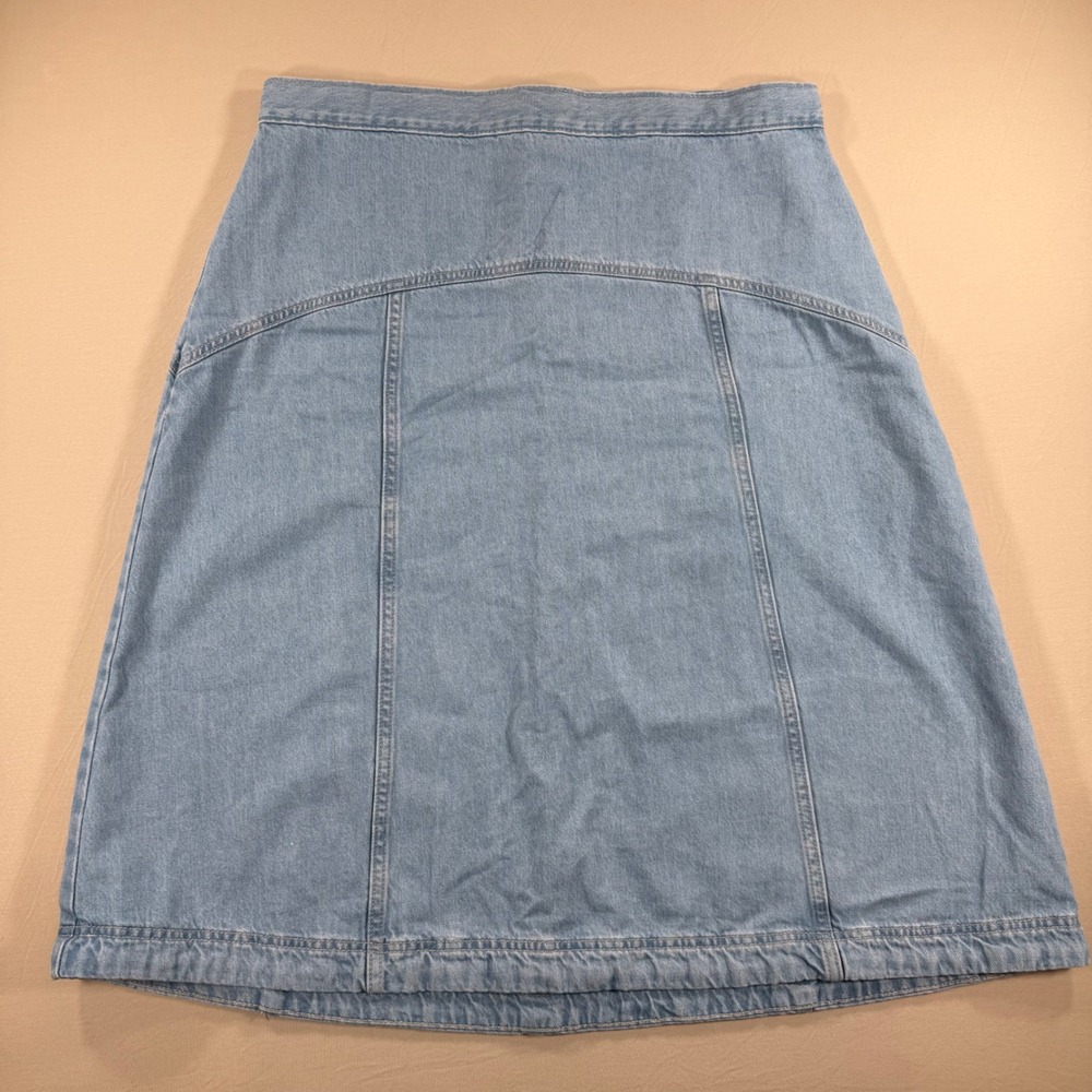 Old Navy Drapey Denim High Rise‎ Midi Skirt Light Wash Blue Cotton Womens 14